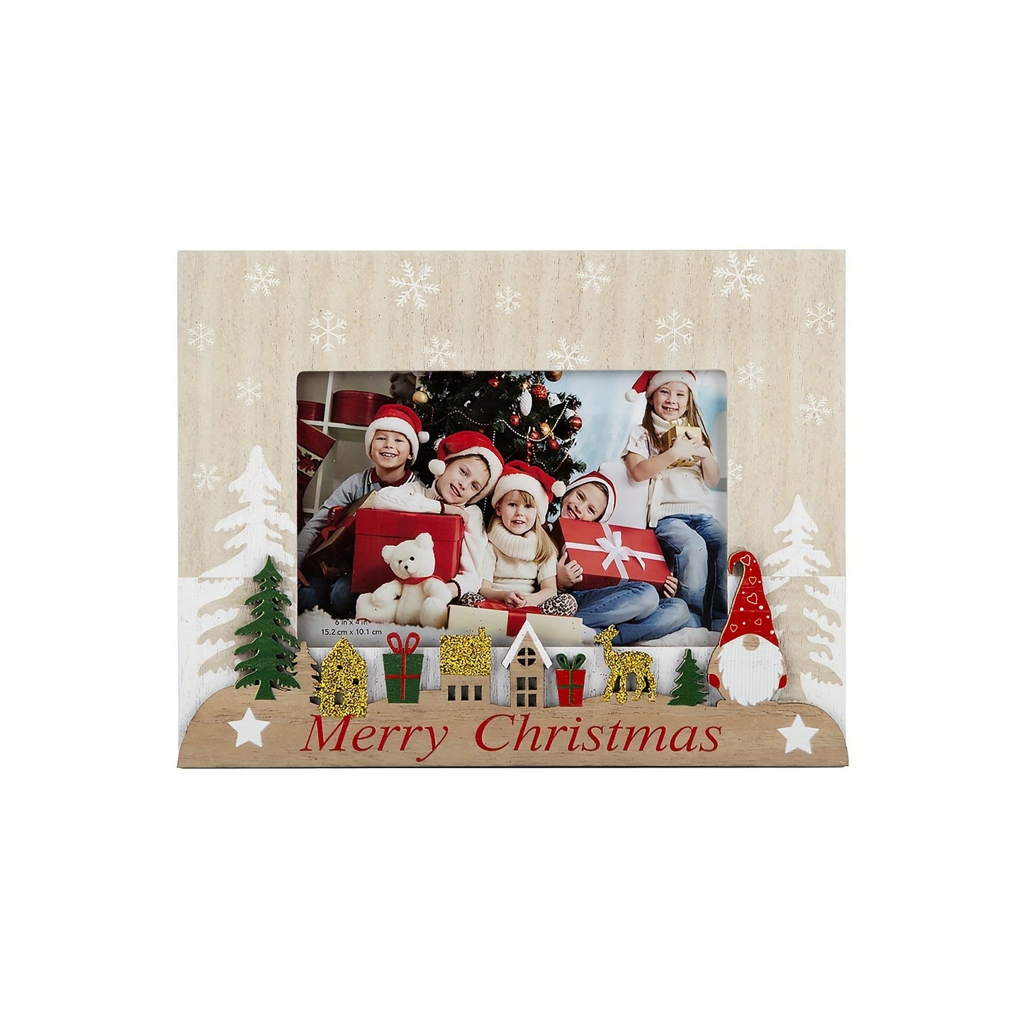 1pc Classic Style 4x6 inch Merry Christmas Picture Frame, Durable Engineered Wood Density Board, Festive Tabletop Decor, Home Holiday Ambiance Decor, No Power Required, Perfect Gift for Christmas