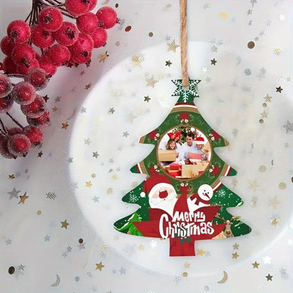 Personalized Acrylic Photo Christmas Tree Ornament - Unique Bohemian Santa Claus Design, DIY Holiday Party Decoration, Customizable with Favorite Memories, No Rope Included