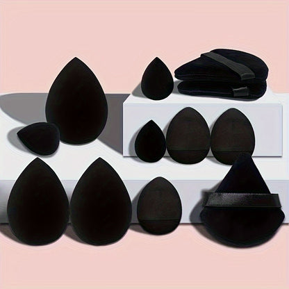 12pcs Hydrophilic PU Makeup Sponge Set - Unscented Beauty Blenders for Flawless Foundation, Includes Finger Puffs & Blending Sponges, Ideal for Normal Skin