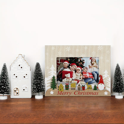 1pc Classic Style 4x6 inch Merry Christmas Picture Frame, Durable Engineered Wood Density Board, Festive Tabletop Decor, Home Holiday Ambiance Decor, No Power Required, Perfect Gift for Christmas