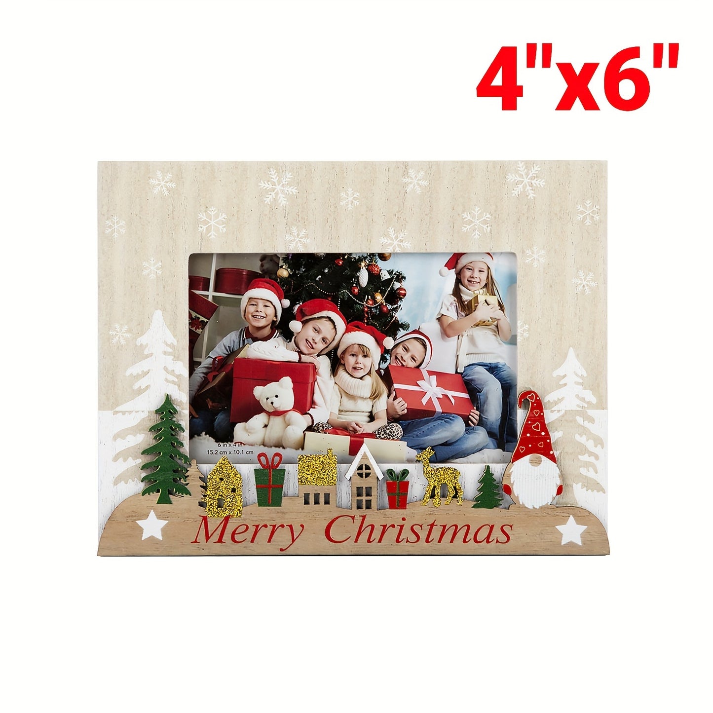 1pc Classic Style 4x6 inch Merry Christmas Picture Frame, Durable Engineered Wood Density Board, Festive Tabletop Decor, Home Holiday Ambiance Decor, No Power Required, Perfect Gift for Christmas