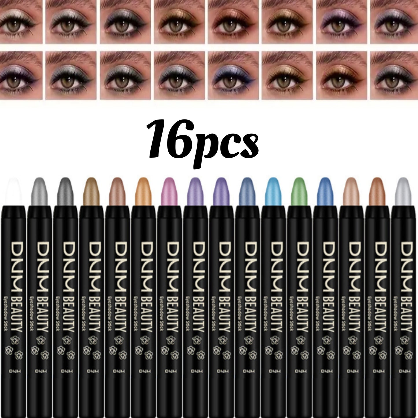 16Pcs Multicolor Matte Pearl Eyeshadow Sticks, Eyeliner & Highlighter Pencils For Daily, Halloween, And Christmas Makeup