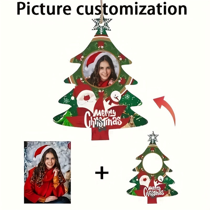 Personalized Acrylic Photo Christmas Tree Ornament - Unique Bohemian Santa Claus Design, DIY Holiday Party Decoration, Customizable with Favorite Memories, No Rope Included