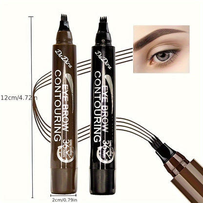 4Pcs/Set Waterproof Microblading Eyebrow Pen Eyebrow Pencil Magical Upgraded Eye Brow Pencils For Women With 4 Fork Tip & Spoolie Brush For Natural-Looking Hair-Like Defined Brows, Last All-Day