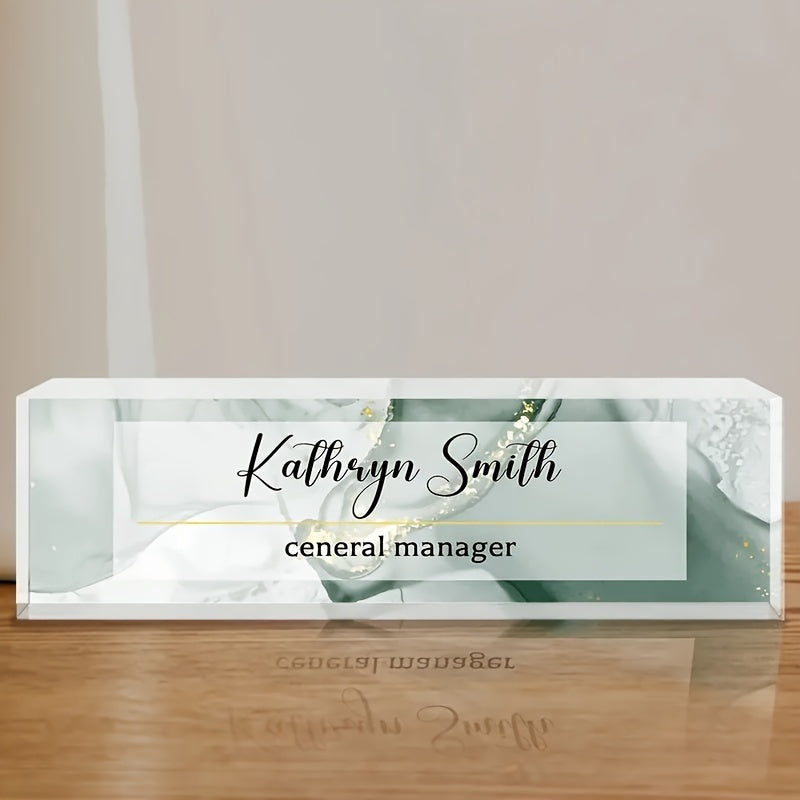 Art Deco Style Personalized Acrylic Desk Nameplate - 1pc Customizable Office Desk Sign for General Manager, Teacher, Nurse, Colleague - Versatile Holiday Gift for Christmas, Halloween, Thanksgiving, New Year - No Electricity Required, Featherless