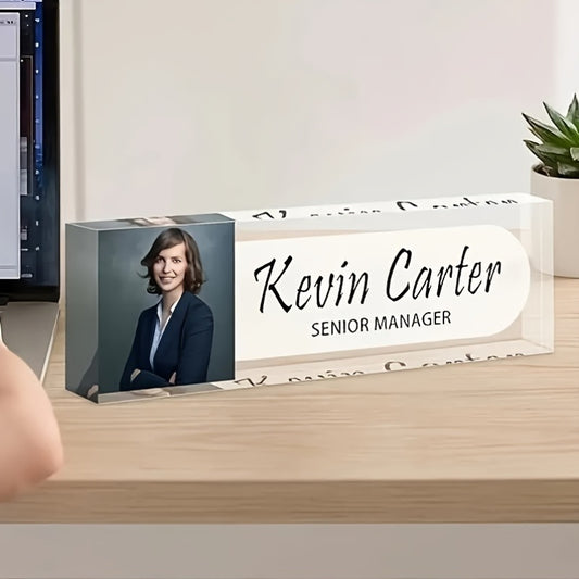 Custom Acrylic Desk Name Plate for Men and Women - Personalized Office Desk Sign, Contemporary Style, Tabletop Display, Multipurpose Decorative Plaque for Colleagues and Bosses, English Inscription, 1pc