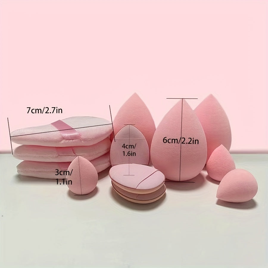 12pcs Hydrophilic PU Makeup Sponge Set - Unscented Beauty Blenders for Flawless Foundation, Includes Finger Puffs & Blending Sponges, Ideal for Normal Skin